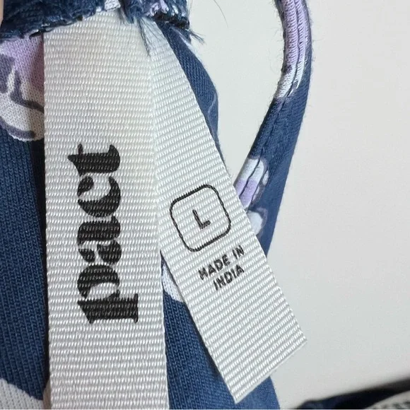 Pact Blue Floral Organic Cotton Sleeveless Fit & Flare Midi Dress Size L - Picture 9 of 11